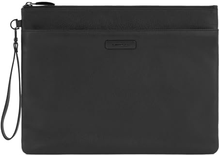 PIQUADRO Modus, Große Handtasche mit Fronttasche mit Reißverschluss, Leder, Unisex, für Erwachsene, Schwarz, Schwarz