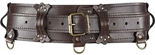 Dinntty Vintage-Gürtel, mittelalterlicher Ritter-Ledergürtel, Renaissance-Taillengürtel, Steampunk-Bund, Verstellbarer breiter Gürtel