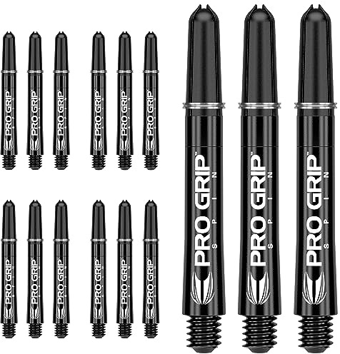 Target Darts 5 x Sätze Schwarz Pro Grip Spin Dart Stiele Mittel - 15 Dartschäfte Insgesamt