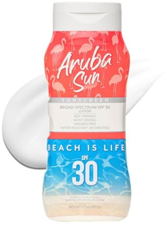 Aruba Sun SPF 30 Sunscreen Lotion 8oz - Reef Act Compliant no 67 Octinoxate & Oxybenzone Free - Sun Screen Broad Spectrum UVA/UVB - Sunscreen Waterproof and Non-Greasy