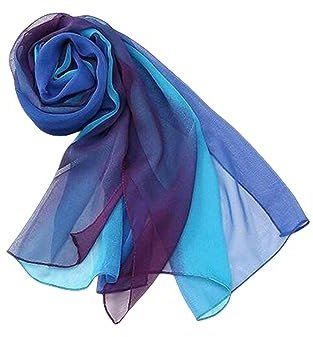 Ndier Seidentuch Sommer Ankunft Mode Chiffon Schals Gradient Farben Georgette Weibliche Seidenschals 50 * 160Cm-Blau Lila