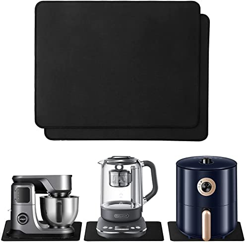 Bocguy 2 Stücke Kaffeematte Saugfähig 35 x 30cm, Abtropfmatte Geschirr, Saugfähige Abtropfmatte, Gummi rutschfeste Matte, Quick Dry Coffee Mat, Kompatibel mit Kaffeemaschinen, Mixern (Schwarz)
