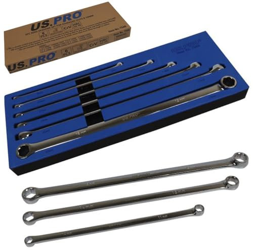 US PRO 6pc Ring Spanner Set for Removing Damaged Rounded Nuts and Bolts 8-19mm