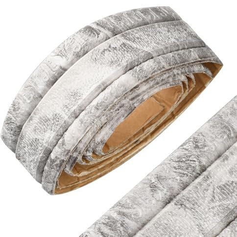 CRASPIRE Bordo decorativo autoadesivo in schiuma flessibile, 223 x 7,6 cm, grigio grana 3D, bordo in schiuma flessibile per bordatura a parete, battiscopa a specchio, linee da parete, hotel, fai da te