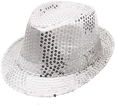 KAREN66 Pailletten Hut Damen Herren Glitzer Kappe Party Hut Glitzerhut Fasching Trilbyhut Paillettenhut Glanzhut Glitzerhut Partyhut Verkleidung Fasching Karneval Einheitsgröße, Unisex – Erwachsene
