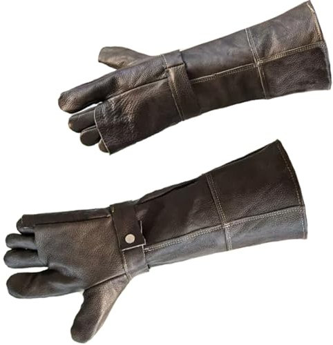 ErdBar Bissfeste Handschuhe Anti-Biss-Handschuhe Für Hunde Für Beißen Von Katzen, Hundetrainer Für Fangen Von Kobras, Verdicktes Rindsleder(Black,45cm/17.71in)