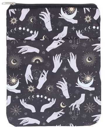 NICENEEDED Gedruckte Buchumschläge, Wasserdichter Buchhüllen-Buchschutz Mit Reißverschluss, Waschbare Buchhüllen Aus Stoff Mit Tarot-Motiv