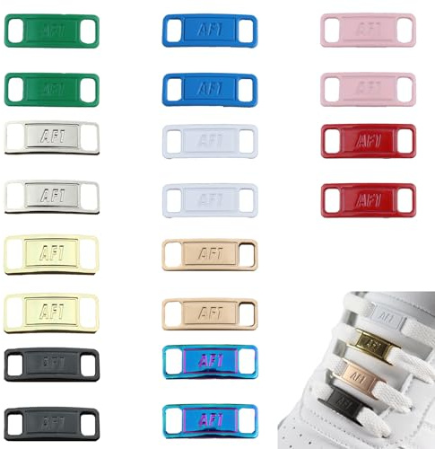 10 Pares Hebillas de Cordones Set,AF1 Etiqueta de Metal para Todos los Cordones Decorados,Bricolaje Hebillas Cordones de Zapatos para Niños y Adultos(10 Colores)