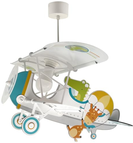 Dalber Kinder Pendelleuchte Flugzeug Krokodil 54542 | Hängelampe; Deckenleuchte; Kinderzimmer; E27 - 1 x 15W