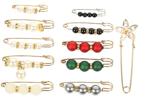 LIFKOME 11stücke Perlenbrosche Mit Sicherheitsnadel Für Damen Perlen-sicherheitsbrosche Zum Festhalten Von Kleidung Zarte Brosche Für Hosen Und Kleider Fester Kleiderclip Ohne Grate Unverz