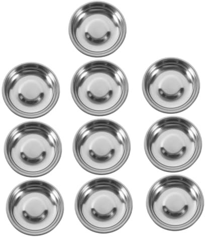 BEBEMOKO 10piezas Redondos Inoxidable Para Salsas De Saucers Para Aderezos y Aperitivos Resistente y De Limpiar