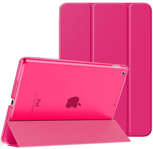 Moko Smart Case for iPad 9th/ 8th/ 7th Gen Case 10.2 Inch, Bright Pink | Slim Stand Hard Back Shell Smart Cover Case with Translucent Frosted Back ,Auto Wake/Sleep ,Fit iPad 10.2 Inch 2021/2020/2019