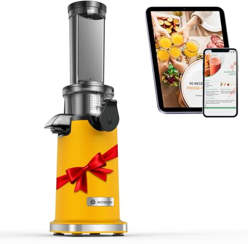 Extracteur de jus AOBOSI-Mini Presse-agrumes électrique lent avec fonction de mastication inversée-extracteur de jus de fruits et légumes avec brosse et 2 Tasses-centrifugeuse extracteur de jus