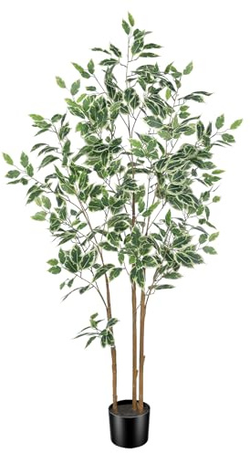 LYERSE Ficus-Baum künstlich - 1,5 m künstliche Ficus-Bäume für den Innenbereich mit natürlichem Stamm und lebensechten Blättern - Gefälschter Ficus-Baum für Zuhause, Büro, Ecke, Innendekoration