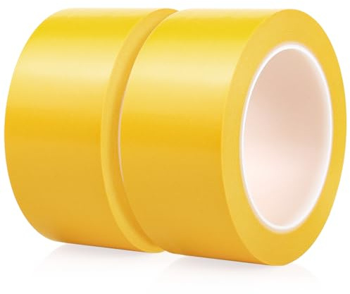 BOMEI PACK 2 Rollen 50mmx33m Warnklebeband Gelb Warnband gefährlicher Warnung PVC Selbstklebend Markierungs Klebeband Für Warnmakierungen Und Bodenkennzeichnungen