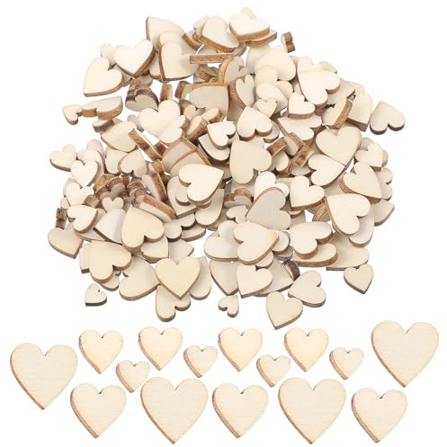 TIESOME 200 Stück Mini Holzherzen, 0,6/0,8/1/1,2 cm Holzherzen Deko | Holz Herzen zum Beschriften Herz aus Holz Herzscheiben für Geburtstag Hochzeit Valentinstag