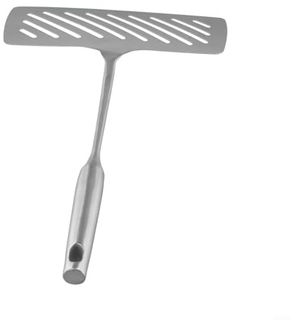 Fauhapyway Espátula de pescado, espátulas de mango largo de acero inoxidable 304, resistente al calor, diseño ranurado ancho para cocinar para barbacoa