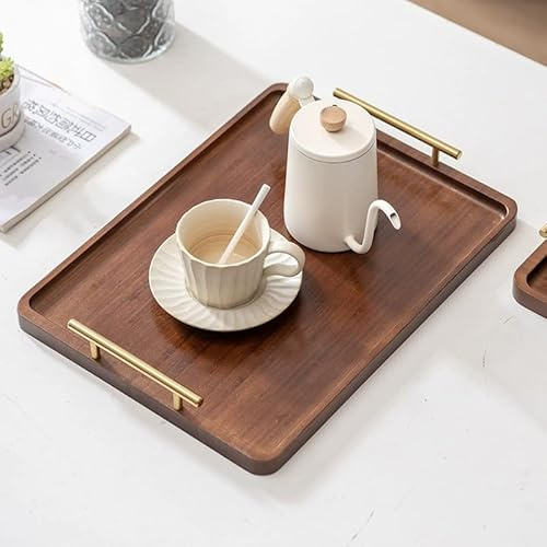 Serviertablett mit goldfarbenen Griffen, Lebensmitteltablett für Frühstück, Couchtisch, Abendessen und Bar, dekoratives Tablett für Küche, Schlafzimmer