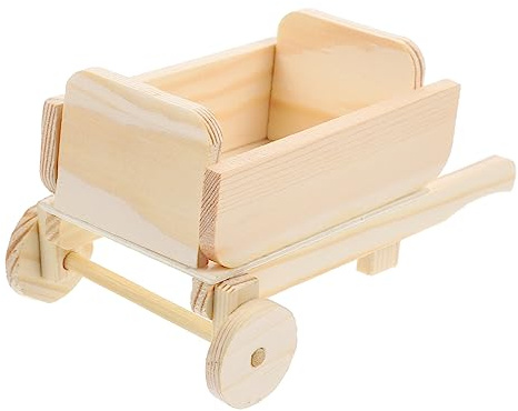 BESTonZON Mini Wooden Cart Model DIY Kit Unfinished Miniature Farm Cart for Painting and Home Decoration for Hobbyists and Creative Outdoor Ornament
