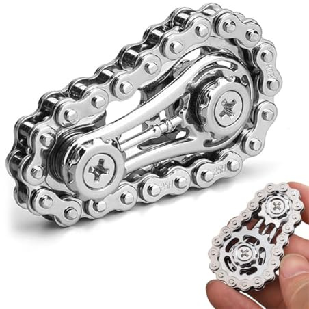 JUGUTA Handkreisel 1 Stück Fidget Kette Metall Silber Stress Relief Spielzeug Für Kinder Erwachsene EDC Neuheit Kinetisches Geschenk 6X3.5X1.1Cm