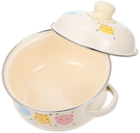 LOLIPPYY 1pezzi Pentola Smaltata Antiaderente per Zuppe Coperchio Pentola per Brodo da Uso Domestico Adatta Fornelli Gas