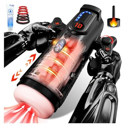 Masturbâteur Homme Mains Libres Sex Toys - Masturbateurs Masculins Automatique avec Vaginette Ultra Réaliste Sex Toýs Homme Vibromasseur Masturbeuse Masculin Succion Va et Vient avec 6 Cock Rings