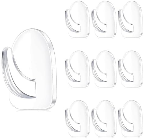 FJDRSIG 10 Pcs Stick on Hooks, Strong Self Adhesive Hooks for Hanging, Heavy Duty Reusable Clear Plastic Hooks, Transparent Adhesive-Hook, for Kitchen Bathroom Bedroom Office Door Wall