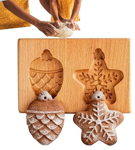 Timbro per biscotti in legno, 5 cm, 3D goffrato, pressa per impasto, stampo decorativo per impasto, accessorio durevole, accessorio per la famiglia, casa, vacanze, feste, interni ed esterni, matrimoni