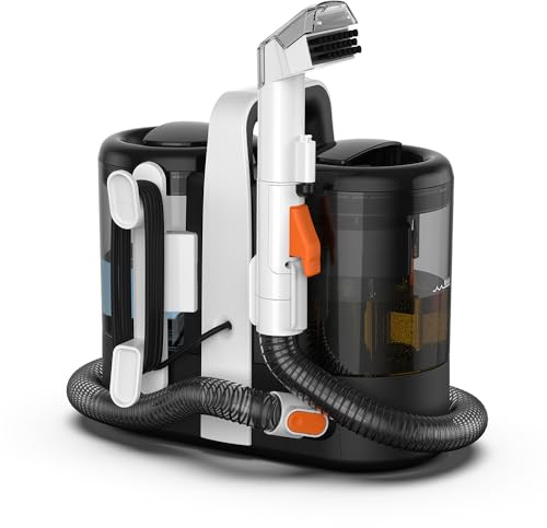 Shampouineuse Canapé Tissu, Aspiration Puissante de 15 Kpa, Shampouineuse Canape avec Double Réservoir, Portable pour Canapé, Matelas, Voiture (A)