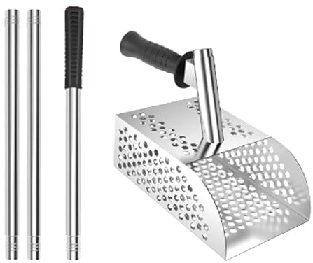 Rastrello per pulci di sabbia Pala for la pulizia della sabbia, strumento leggero for raccogliere creature, ritrovamenti sulla spiaggia, robusto filtro for , pala da , scavo(With Rod)