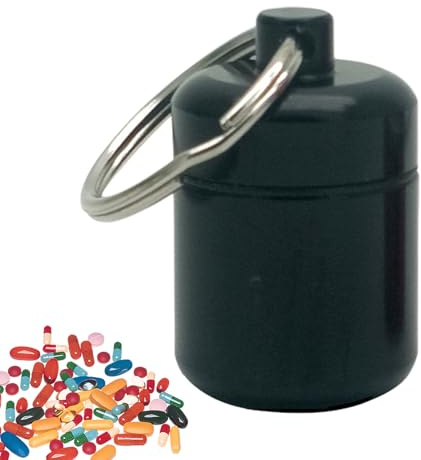 Generico Portapillole Portachiavi - Portapillole In Metallo Per Esterni, Portatile E Impermeabile, Contenitore Per Medicinali In Spugna, Kit Di Emergenza Compatto Per Viaggi, Campeggio, Zaino In S