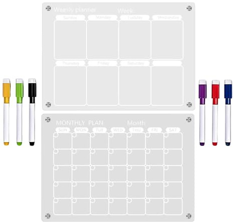 Calendrier acrylique pour mur Tableau magnétique effaçable à sec
