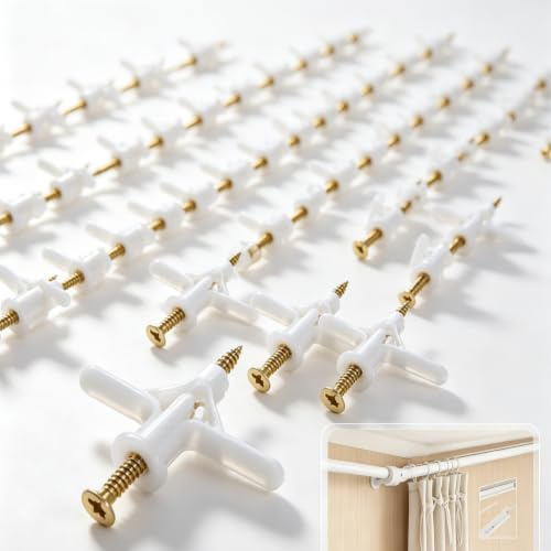 100 Pièces Fixations pour Plaques Plâtre (50 Chevilles Murales et 50 Vis Placo), Fixations Murales Creuses, Cheville Brique Creuse Forme Papillon, Cheville Parpaing Creux Forme D'Avion