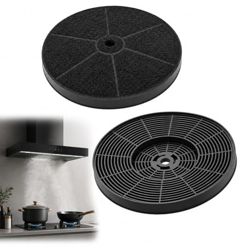 2Pcs Cooker Hood Carbon Charcoal Filter 175MM for CDA CCA52WH CHA15 SIA2 | Removes Odour Grease, Quick & Tool-Free Installation, Compatible with Multiple 175mm Range Hood Models