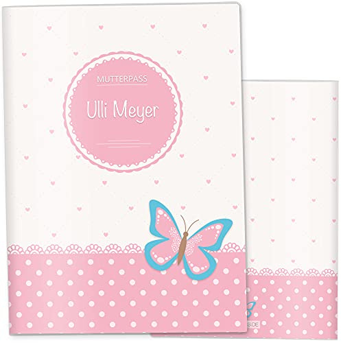 OLGS Mutterpass Hülle Schmetterling mit Bildfach, Personalisiert, Kunststoff