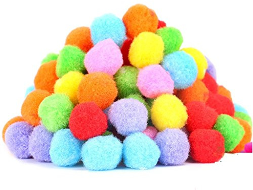 PET SHOW 20Pcs 1.5/3.8cm Cat Toy Balls Bulk Soft Kitten Pompon Toys Indoor Cats Interactive Playing Quiet Ball Cats Favorite Toy Assorted 10 Colors