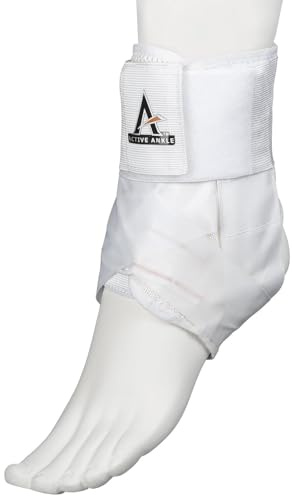 Active Ankle AS1 Pro Lace Up Ankle Brace, White Ankle Support with Laces for Men & Women, Protection & Sprain Support for Volleyball, Rugby, Basketball, Low Profile, White, Medium