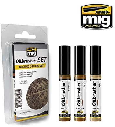 Ammo MIG-7503 Ground Colors Oilbrushers Set, Mehrfarbig
