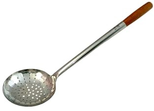 Langer stabiler Schaumlöffel 52 cm lang, Ø 14,5 cm abnehmbarer Holz-Griff Schaumkelle Suppenkelle
