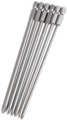 Bestgle 6 Piezas Cruzada Destornillador 150mm Cruzada Brocas 1/4 Inch Punta de Destornillador Largo Magnético Acero de Aleación S2
