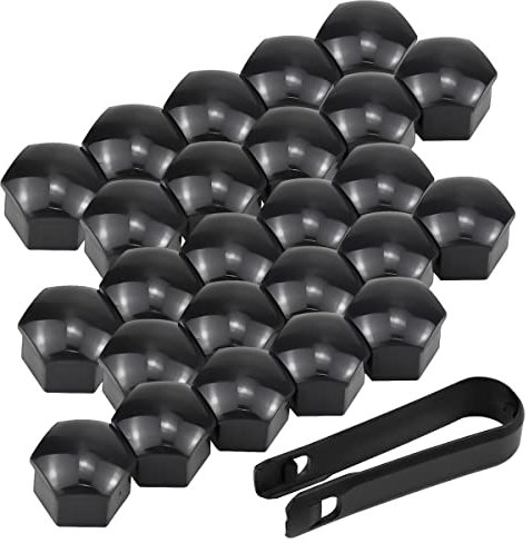 Fodlon Cubierta de Tuerca de Neumático, 20 Piezas Tapas de Tuerca de Rueda 17mm Tapas para Tornillos de Rueda Tuerca de Rueda Cubierta para Coches Carros Vehiculos, con Eliminar Herramienta, Negro