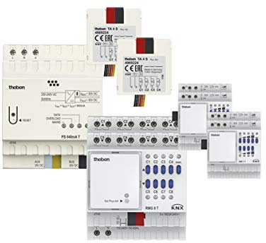 Theben 4990203 KNX Set 3 MIX | Set bestehend aus je 1 x KNX Spannungsversorgung, Schalt-/Jalousieaktor RMG 8 T KNX, 2 x Dimmaktor DME 2 T KNX, 2x TA 4 S KNX