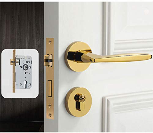 Poignée de porte à levier à ressort en bois, Poignée de porte intérieure avec 3 clés, 1 corps de serrure