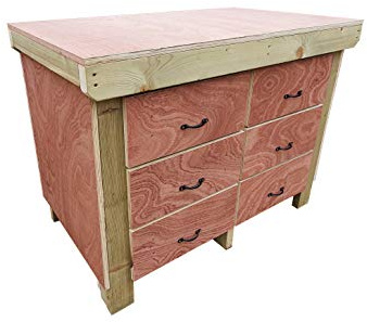 Arbor Garden Solutions Wooden Workbench Tool Cabinet - 18mm Eucalyptus Hardwood Top - Industrial Heavy-Duty Work Table (5ft)