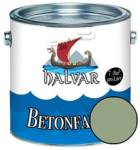 Halvar Betonfarbe/Bodenbeschichtung SEIDENMATT Grün RAL 6000-6037 Fassadenfarbe (2,5 L, RAL 6021 Blassgrün)