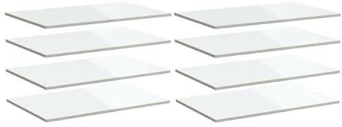 vidaXL Bücherregal-Bretter 8 STK. Hochglanz-Weiß 80x50x1,5 cm