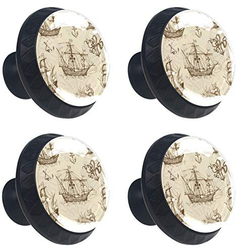 Schrankknöpfe, rund, Glas, Vintage, Segelboot, alte Möbelbeschläge, Küchenschrank, Tür, Tür, Möbel, Schublade, 30 mm, 4 Stück