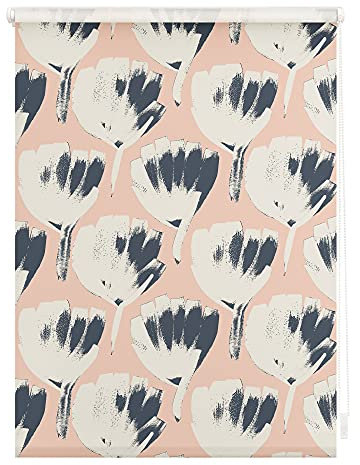 Lichtblick Klemmfix Verdunklungs-Rollo mit Motiv, ohne Bohren, Blickdicht, Seitenzugrollo, Made in Germany, Julia Schumacher, Jumbo Flowers on Salmon - Rot 120 cm x 150 cm (B x L)
