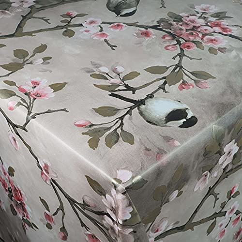 Wachstuch Wachstischdecke Tischdecke Größe wählbar Vogel Spatz Grau Beige Eckig 120 x 120 cm abwaschbar Gartentsichdecke