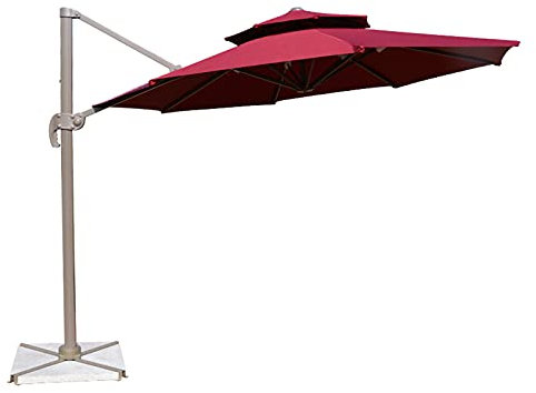 CHIPS 2.5M Parasol Excéntrico Sombrilla Voladiza con Manivela, Sombrilla de Jardín, Inclinación y Rotación de 360 °, Grande y Estable